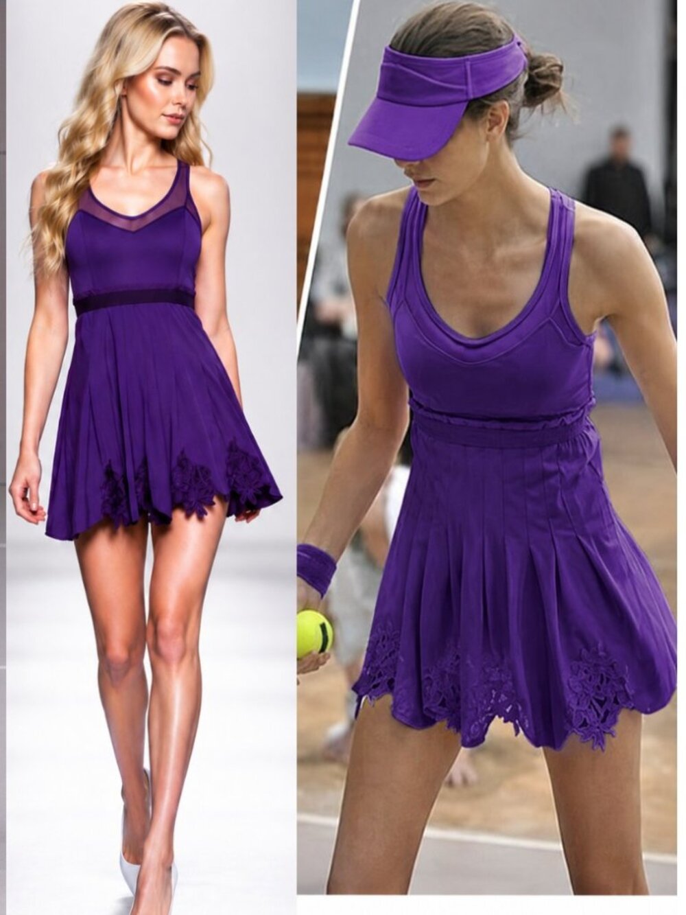 Nwt Adidas Stella McCartney STUNNING Purple Tennis Dress Pleated Skirt L Large